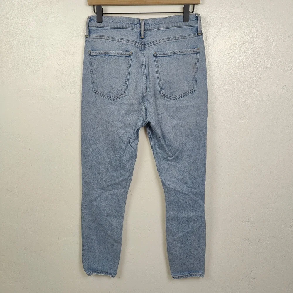 AGOLDE Nico Slim Jeans Womens 28 Blue High Rise Distressed Button Fly Casual